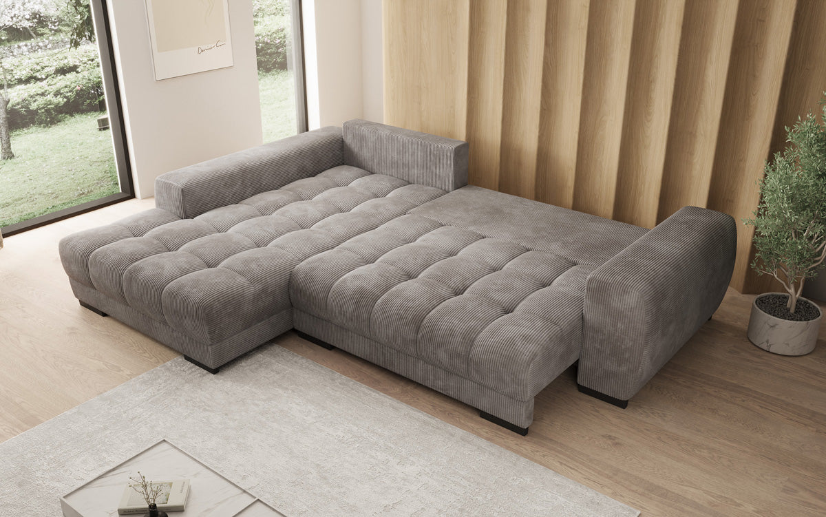 Designer Sofa Balu mit Schlaffunktion und Stauraum in Cord