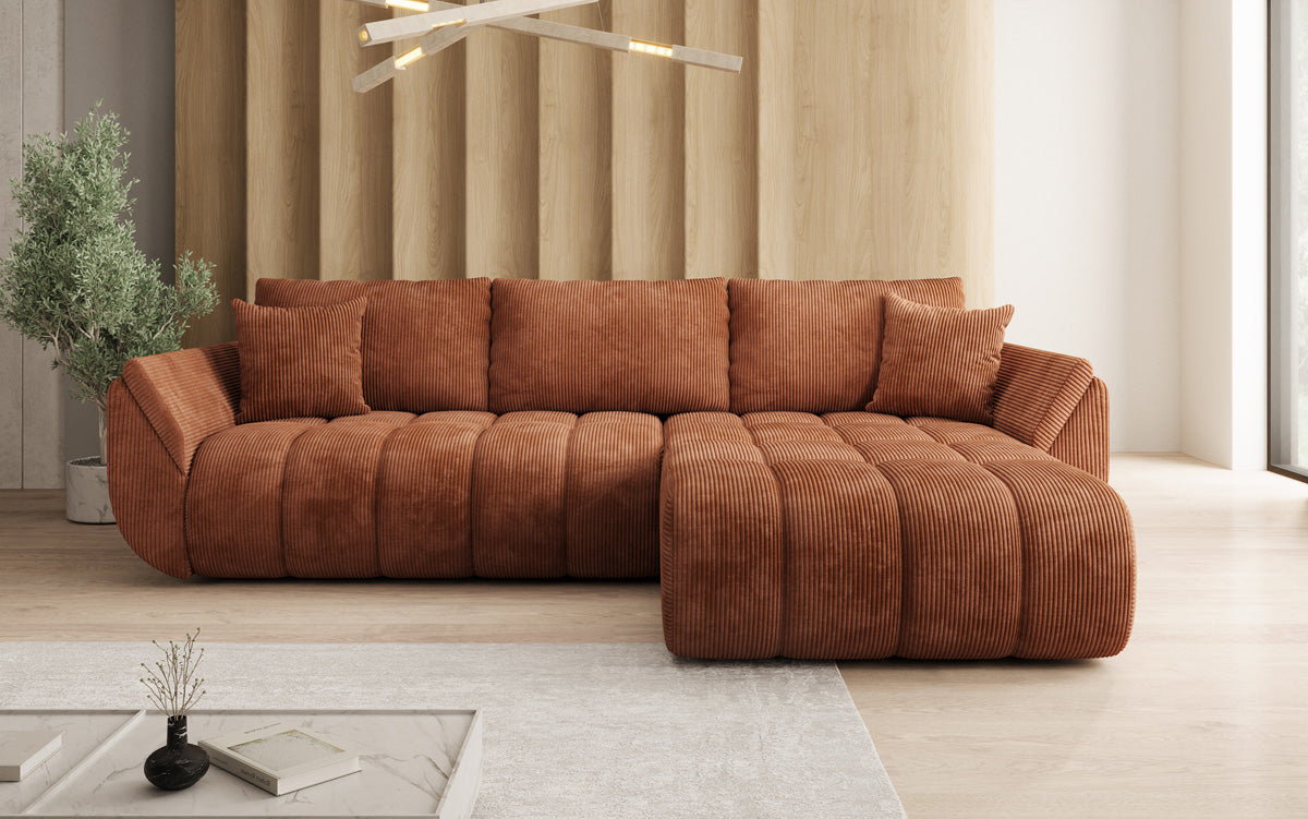 Designer Sofa Lenoa L mit Schlaffunktion und Stauraum in Cord