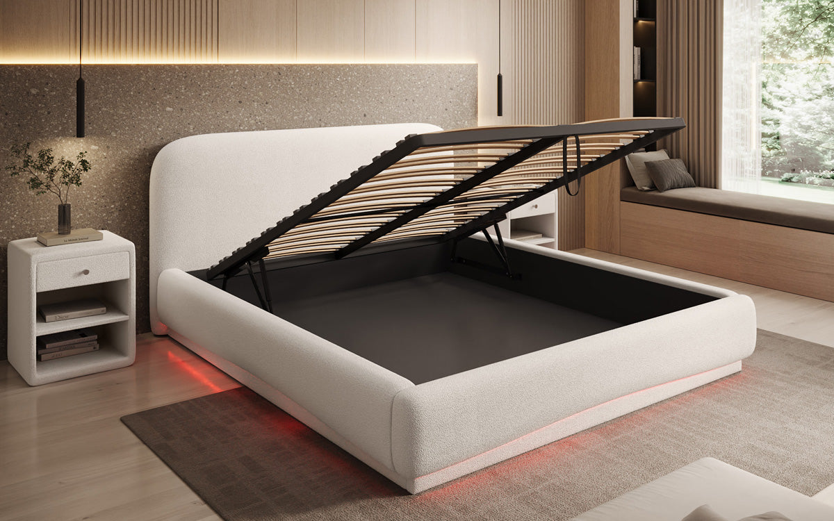 Designer Polsterbett Magic inkl. RGB und Stauraum