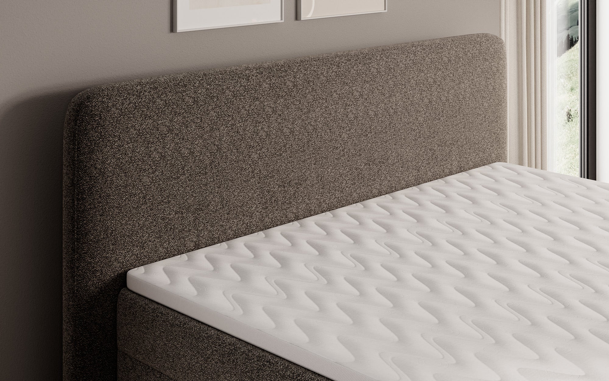 Boxspringbett Nea in Strukturstoff mit Stauraum