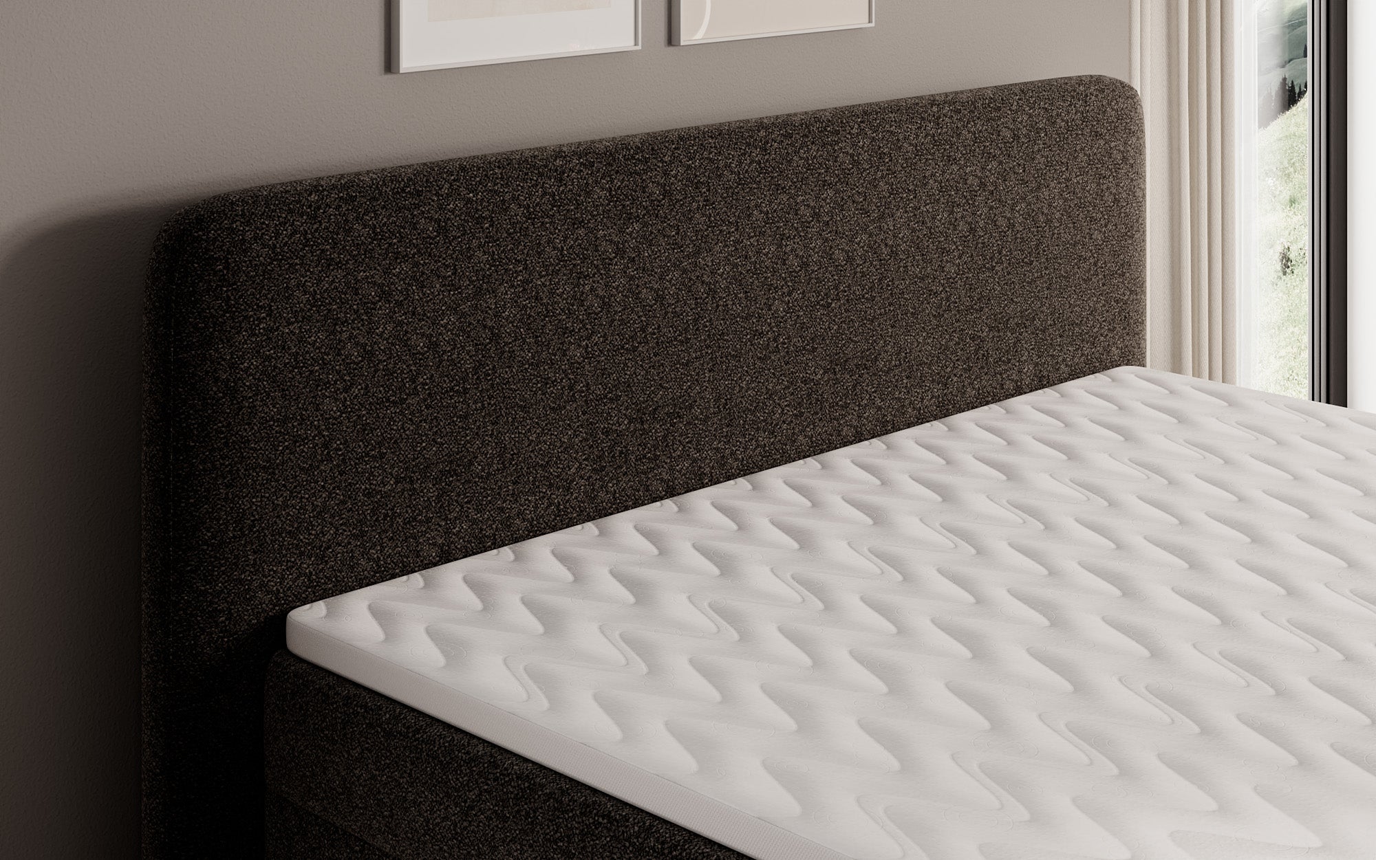 Boxspringbett Nea in Strukturstoff mit Stauraum