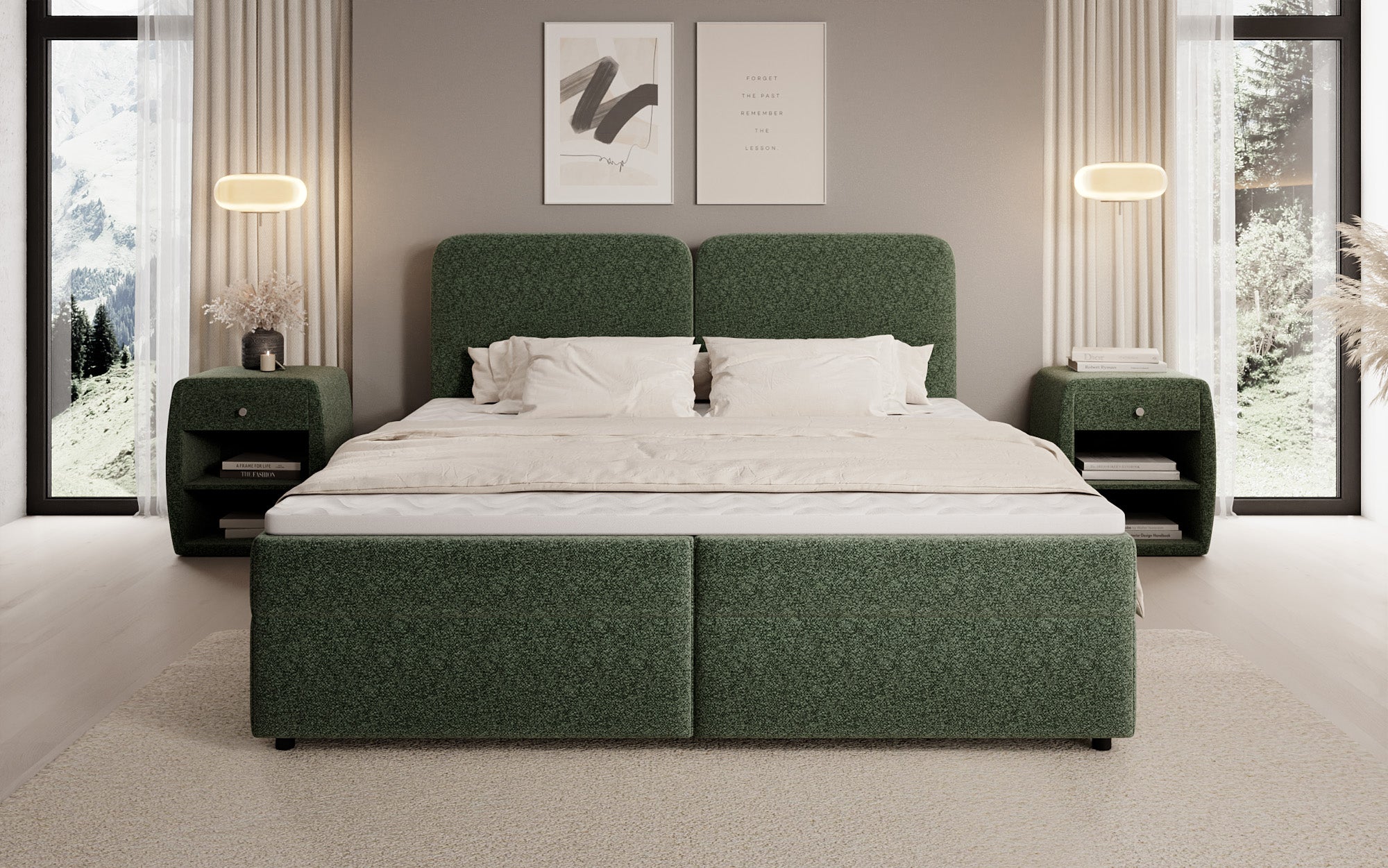 Boxspringbett Mira in Strukturstoff mit Stauraum