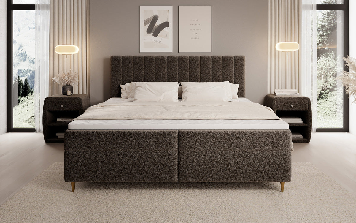 Boxspringbett Chelsea in Strukturstoff mit Stauraum