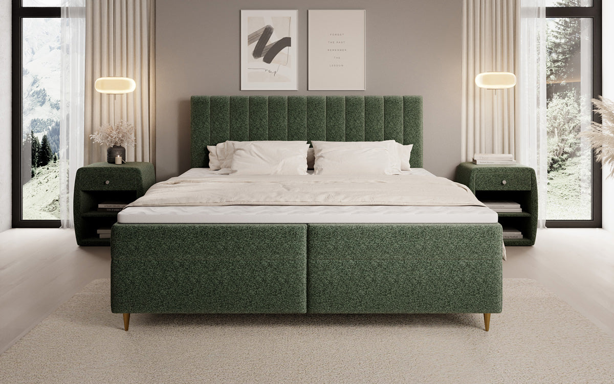 Boxspringbett Chelsea in Strukturstoff mit Stauraum