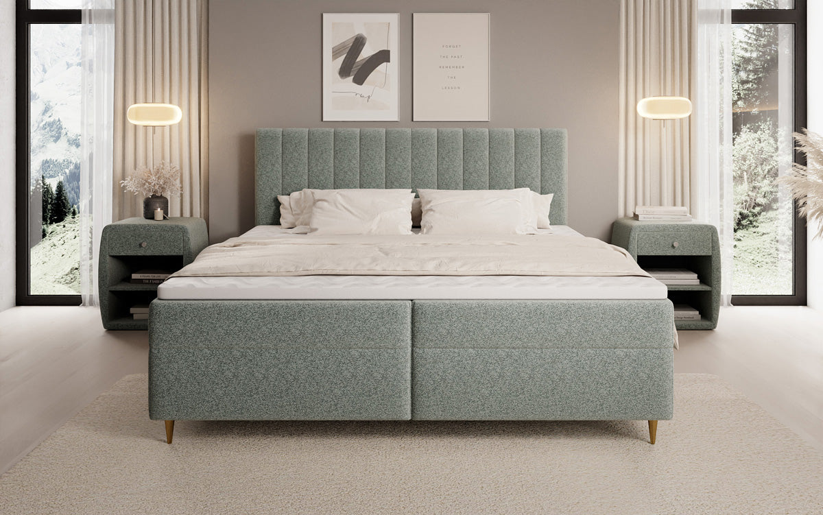 Boxspringbett Chelsea in Strukturstoff mit Stauraum