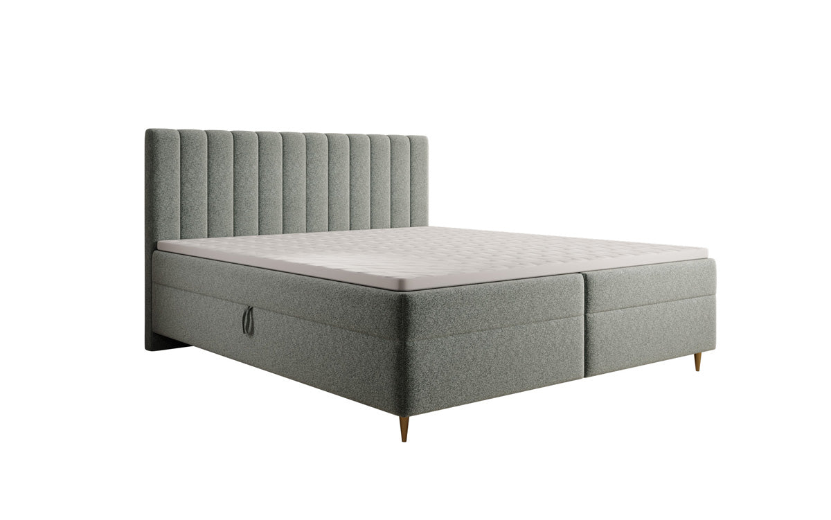 Boxspringbett Chelsea in Strukturstoff mit Stauraum