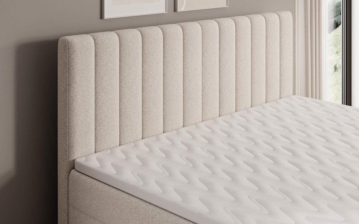 Boxspringbett Chelsea in Strukturstoff mit Stauraum