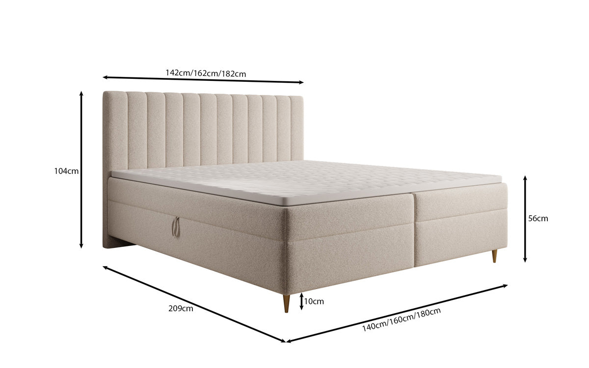Boxspringbett Chelsea in Strukturstoff mit Stauraum