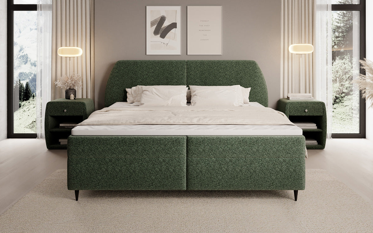Boxspringbett Nara in Strukturstoff mit Stauraum