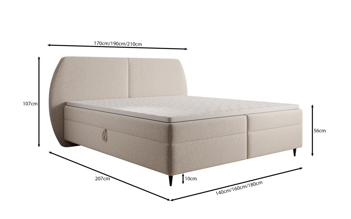 Boxspringbett Nara in Strukturstoff mit Stauraum
