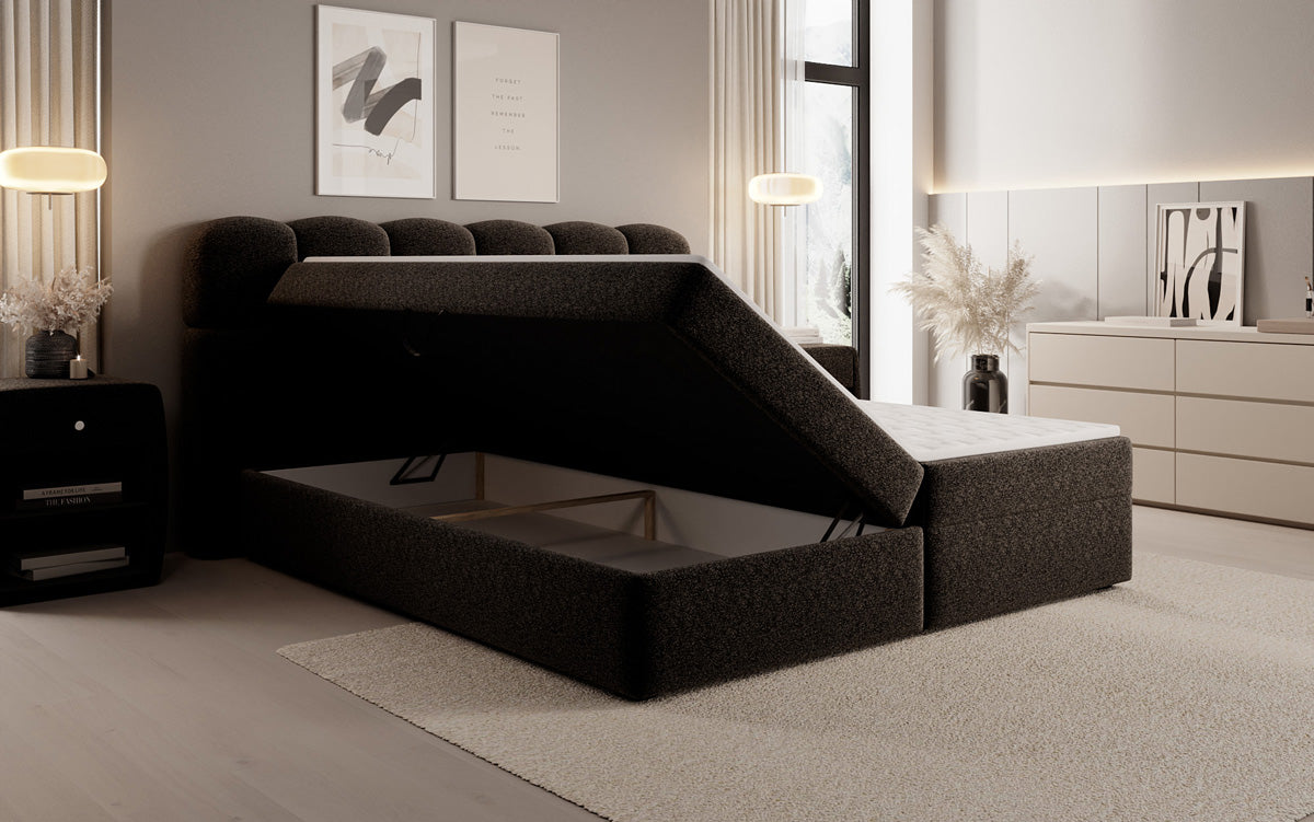 Boxspringbett Tilde in Strukturstoff mit Stauraum