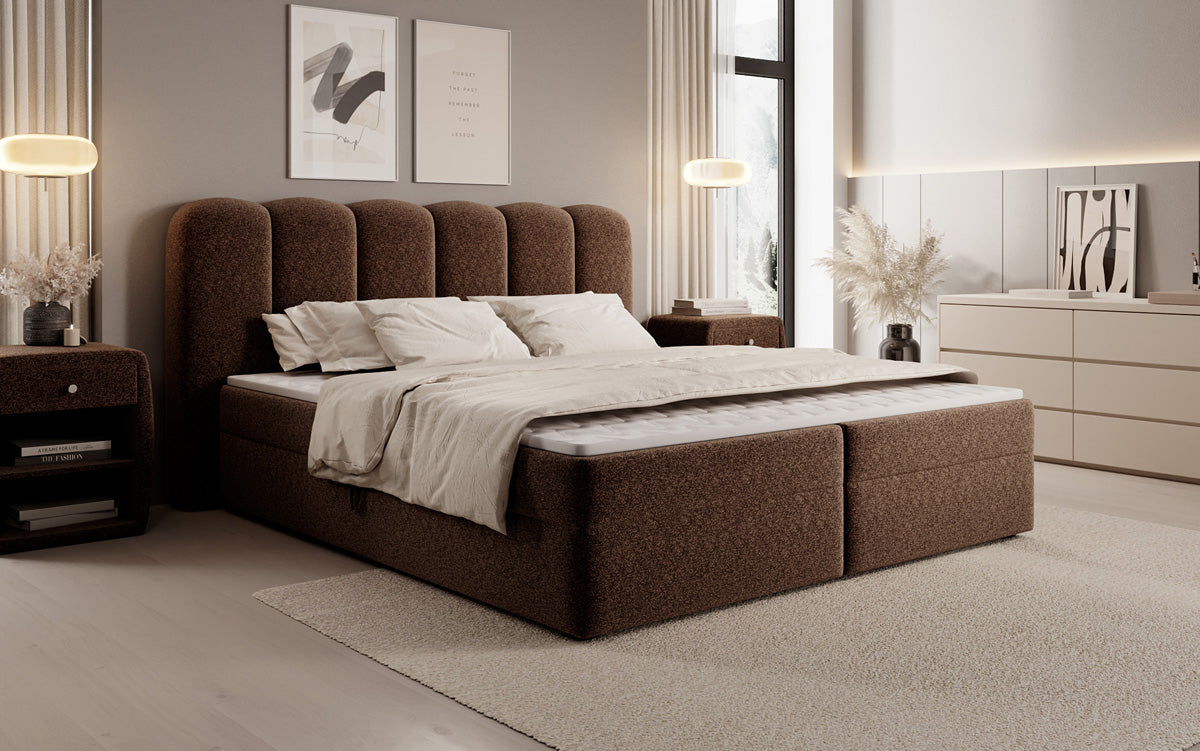Boxspringbett Bologna in Strukturstoff mit Stauraum