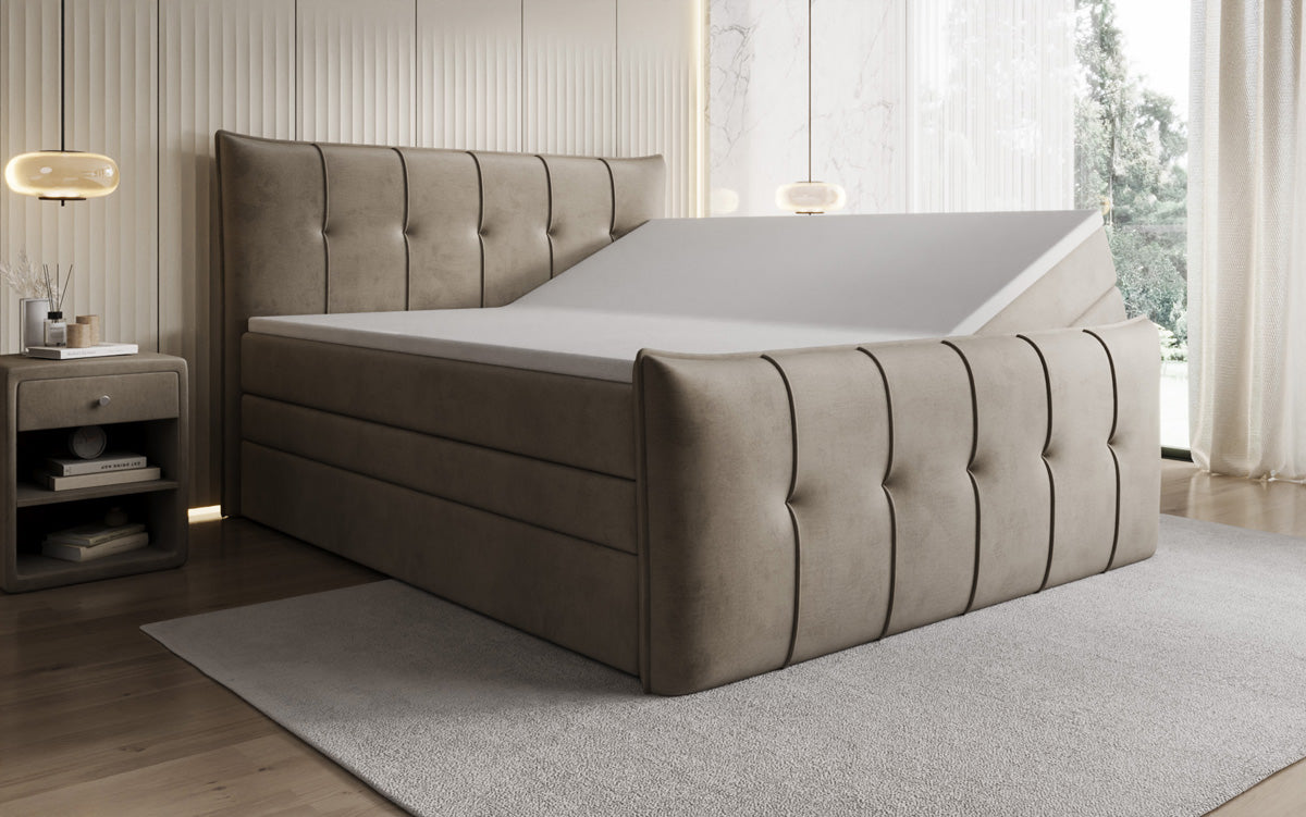 Boxspringbett Treviso mit Stauraum in Samt