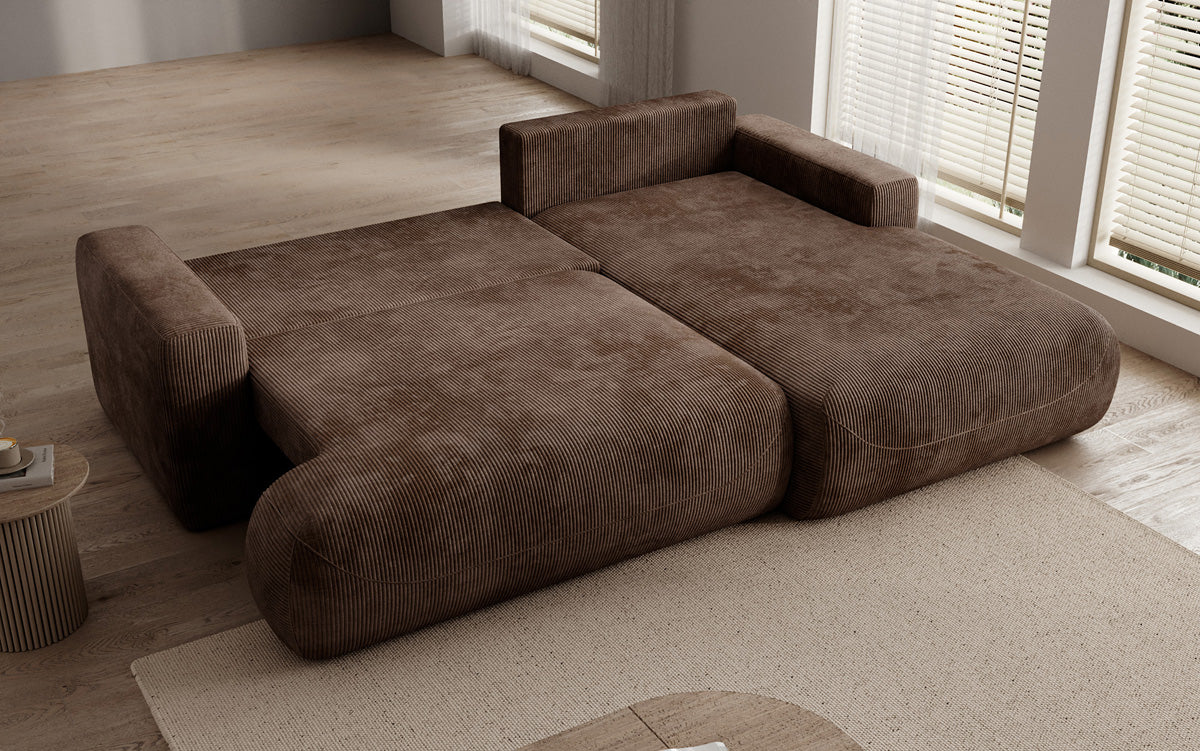 Designer Ecksofa Enzo mit Schlaf- und Klappfunktion in Cord