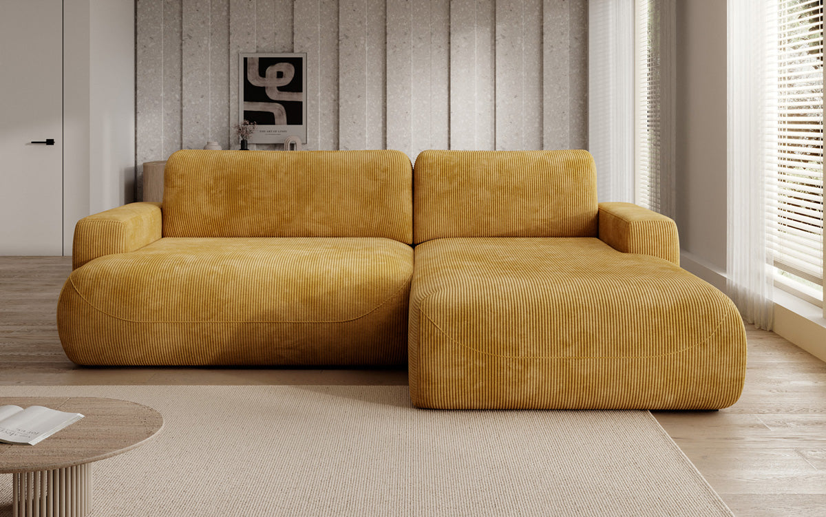 Designer Ecksofa Enzo mit Schlaf- und Klappfunktion in Cord
