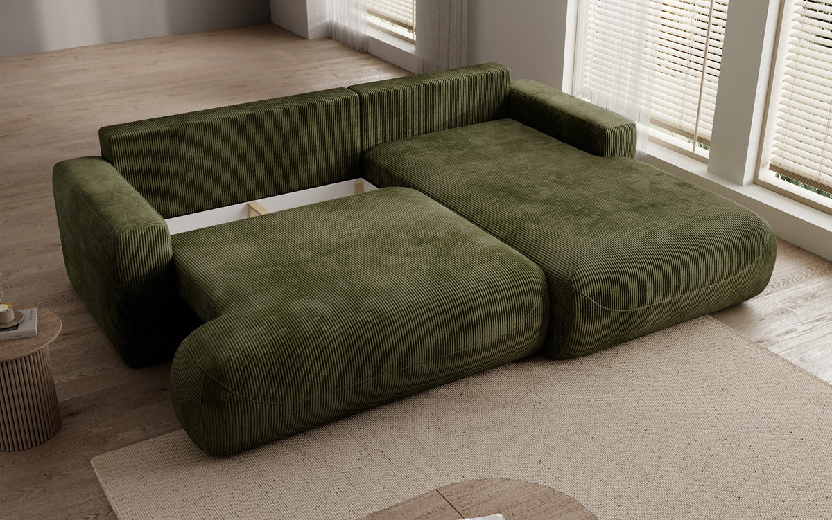 Designer Ecksofa Enzo mit Schlaf- und Klappfunktion in Cord