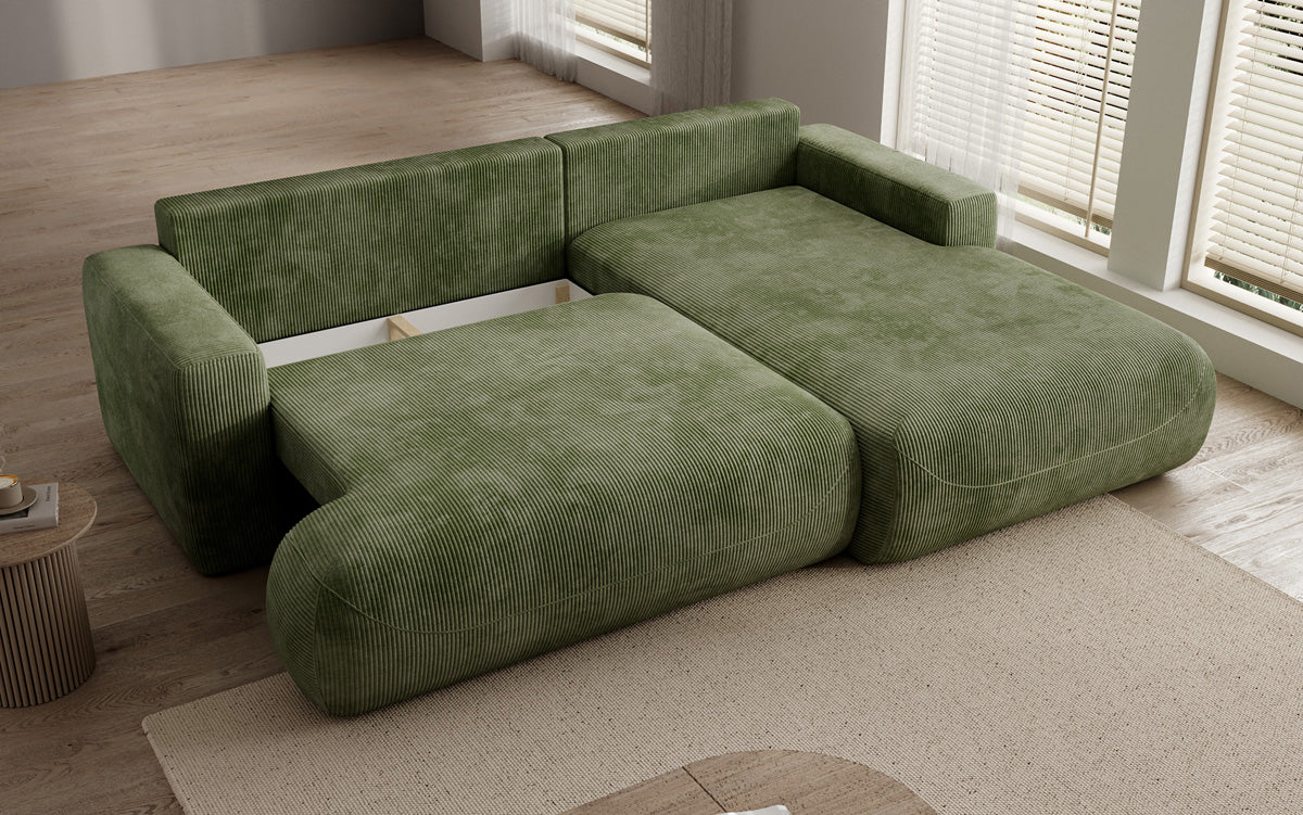 Designer Ecksofa Enzo mit Schlaf- und Klappfunktion in Cord