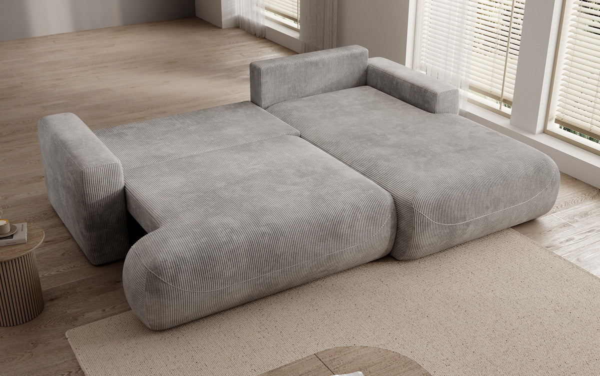 Designer Ecksofa Enzo mit Schlaf- und Klappfunktion in Cord