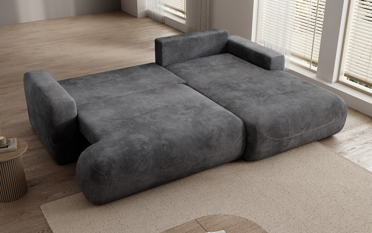 Designer Ecksofa Enzo mit Schlaf- und Klappfunktion in Cord