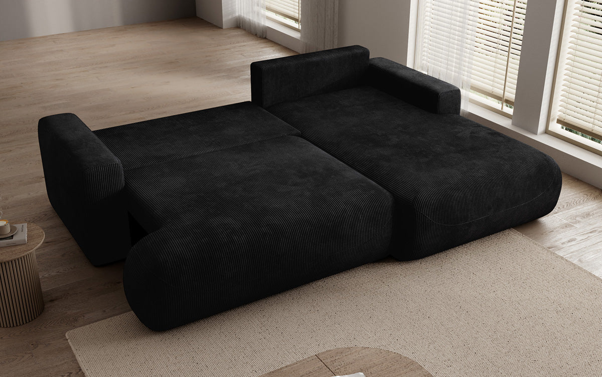 Designer Ecksofa Enzo mit Schlaf- und Klappfunktion in Cord