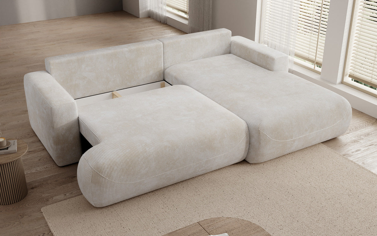 Designer Ecksofa Enzo mit Schlaf- und Klappfunktion in Cord