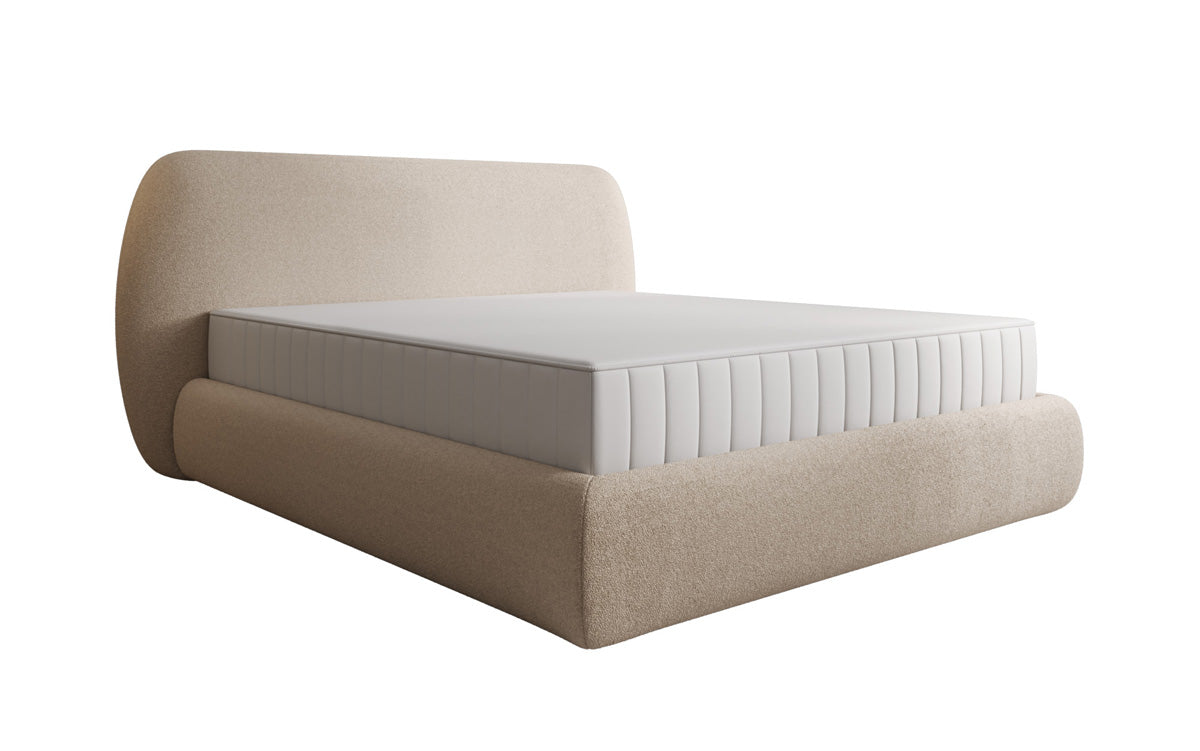 Designer Polsterbett Nella in Teddy Bouclé mit Stauraum