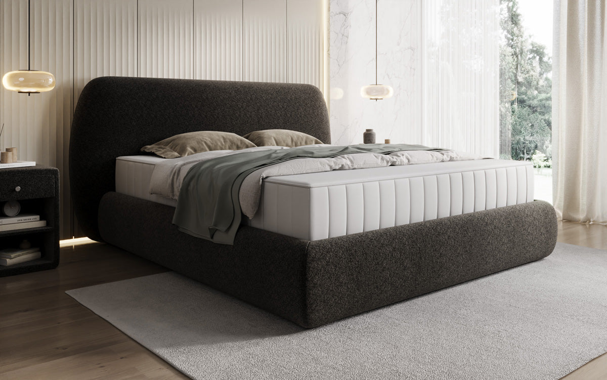 Designer Polsterbett Nella in Strukturstoff mit Stauraum