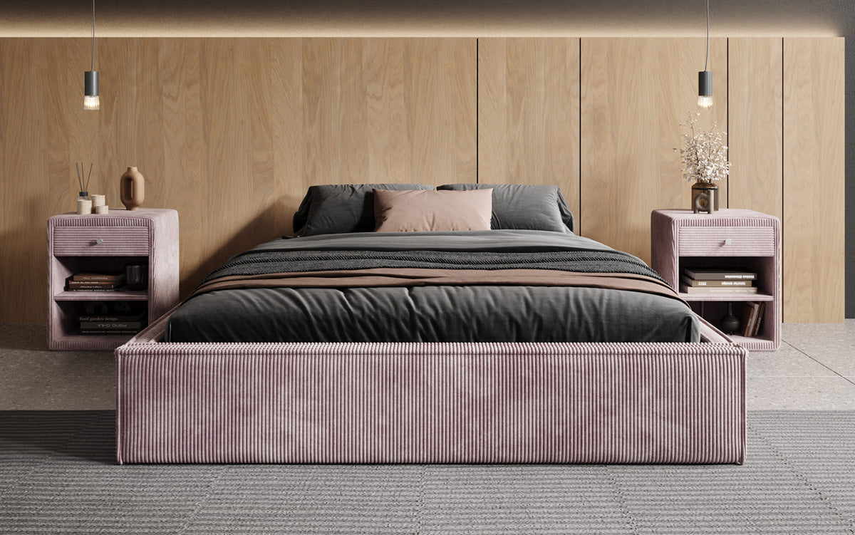 Designer Polsterbett Base mit Stauraum ohne Headboard in Cord