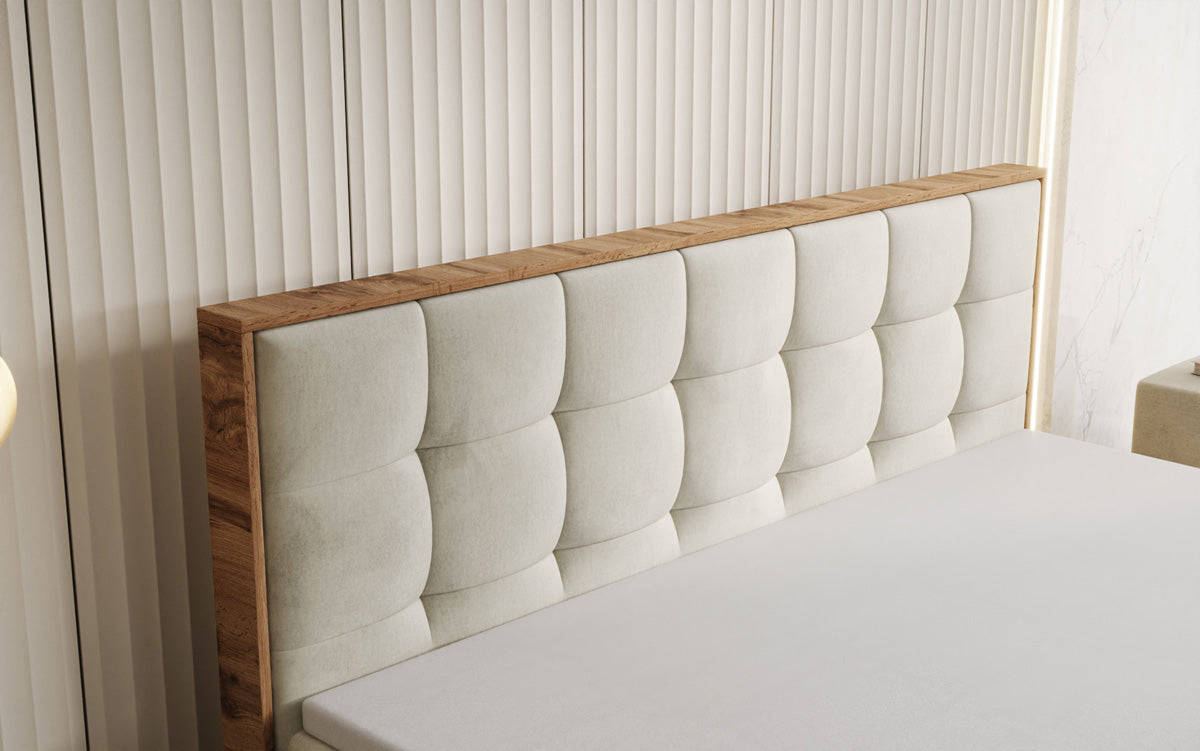 Boxspringbett Timber Quad mit Stauraum in Samt