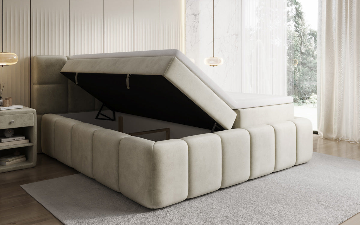 Boxspringbett Bombo mit Stauraum in Samt