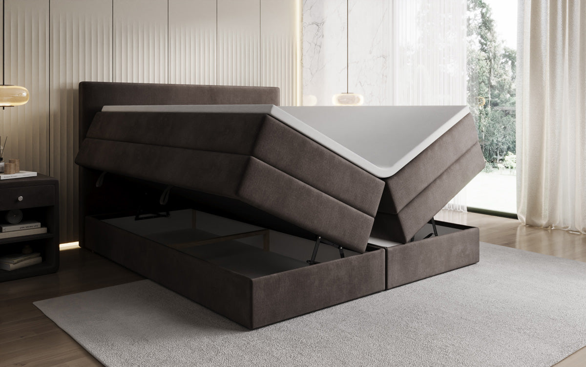 Boxspringbett Kubo King mit Stauraum in Samt