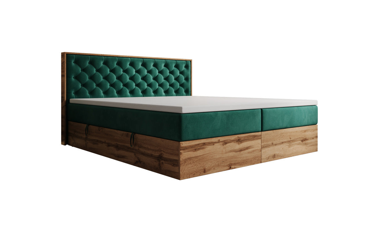 Boxspringbett Timber Chester mit Stauraum in Samt