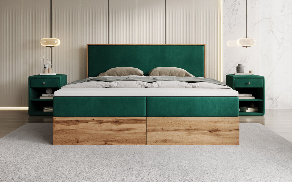 Boxspringbett Timber mit Stauraum in Samt