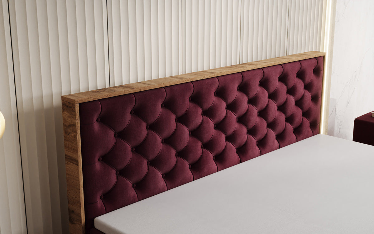 Boxspringbett Timber Chester mit Stauraum in Samt