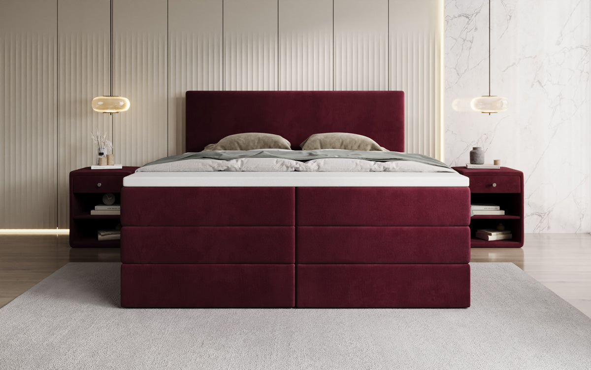 Boxspringbett Kubo King mit Stauraum in Samt