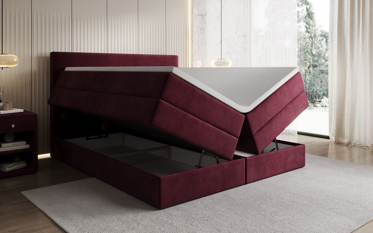 Boxspringbett Kubo King mit Stauraum in Samt