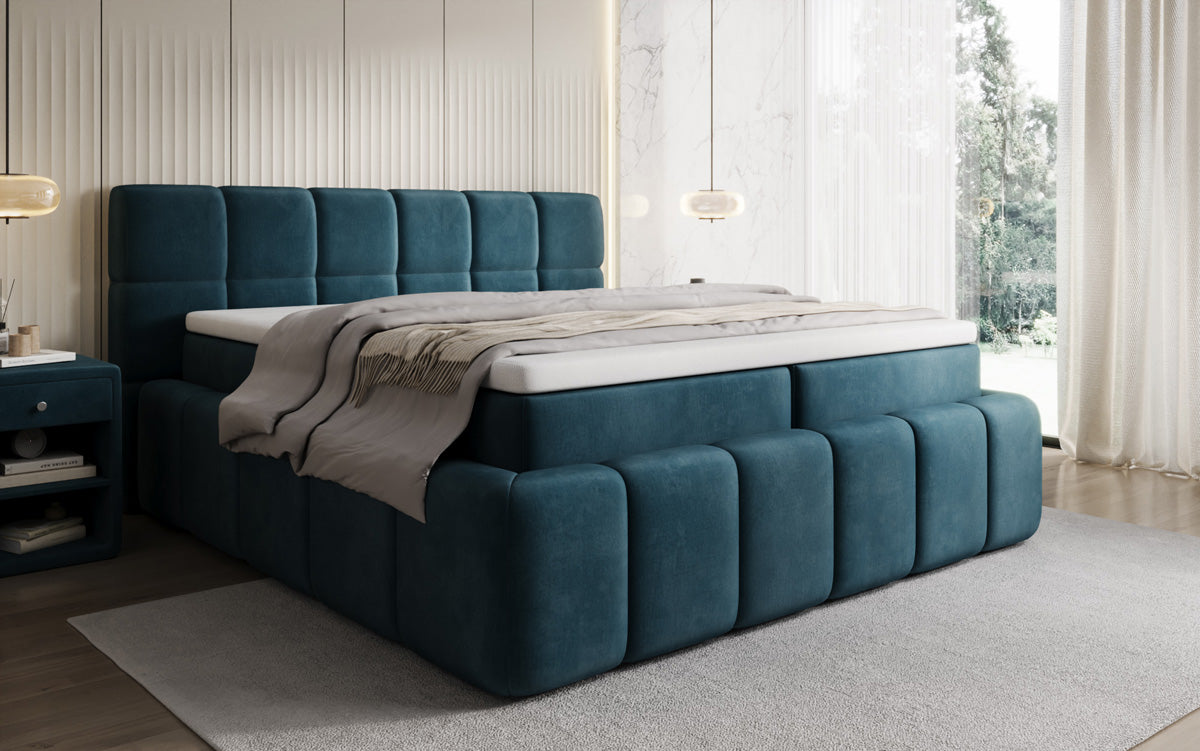 Boxspringbett Bombo mit Stauraum in Samt