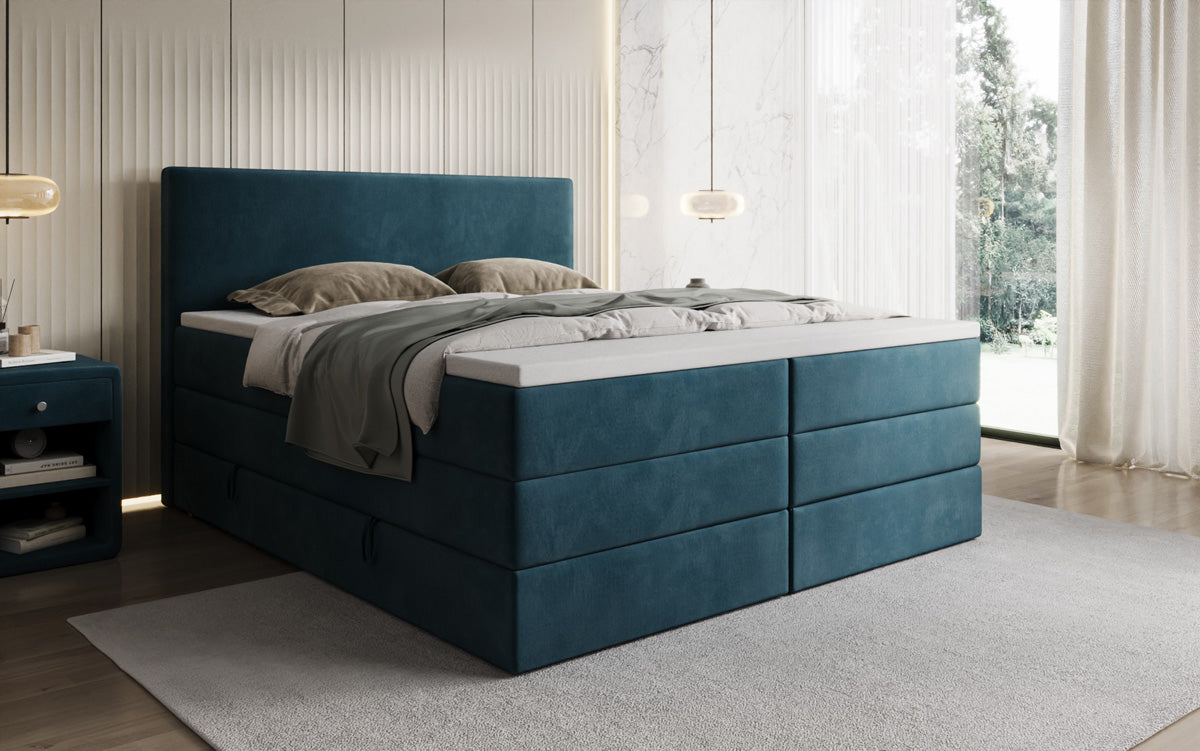 Boxspringbett Kubo King mit Stauraum in Samt