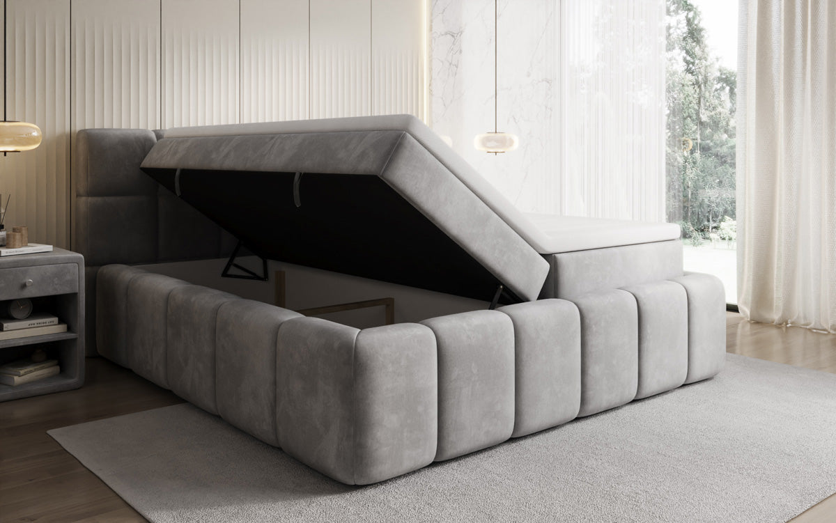 Boxspringbett Bombo mit Stauraum in Samt