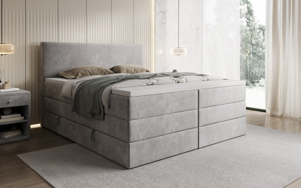 Boxspringbett Kubo King mit Stauraum in Samt
