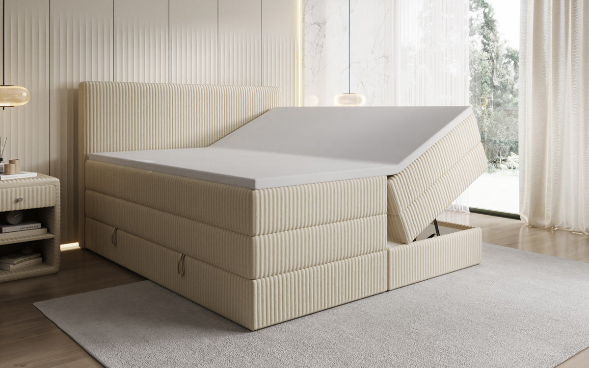 Boxspringbett Kubo King in Cord mit Stauraum