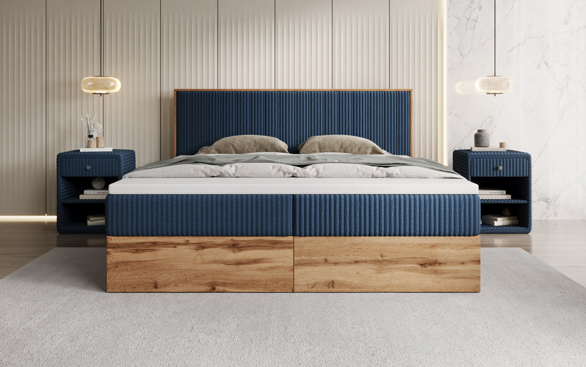 Boxspringbett Timber Line in Cord mit Stauraum