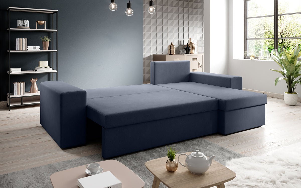 Designer Sofa Denver Stoff mit Schlaf- und Klappfunktion