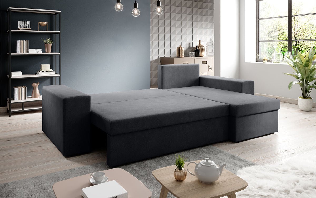 Designer Sofa Denver Stoff mit Schlaf- und Klappfunktion