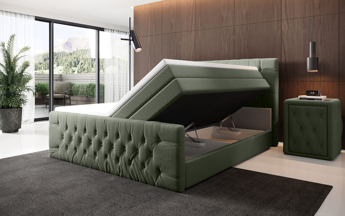 Boxspringbett Velutto Bouclé mit Stauraum