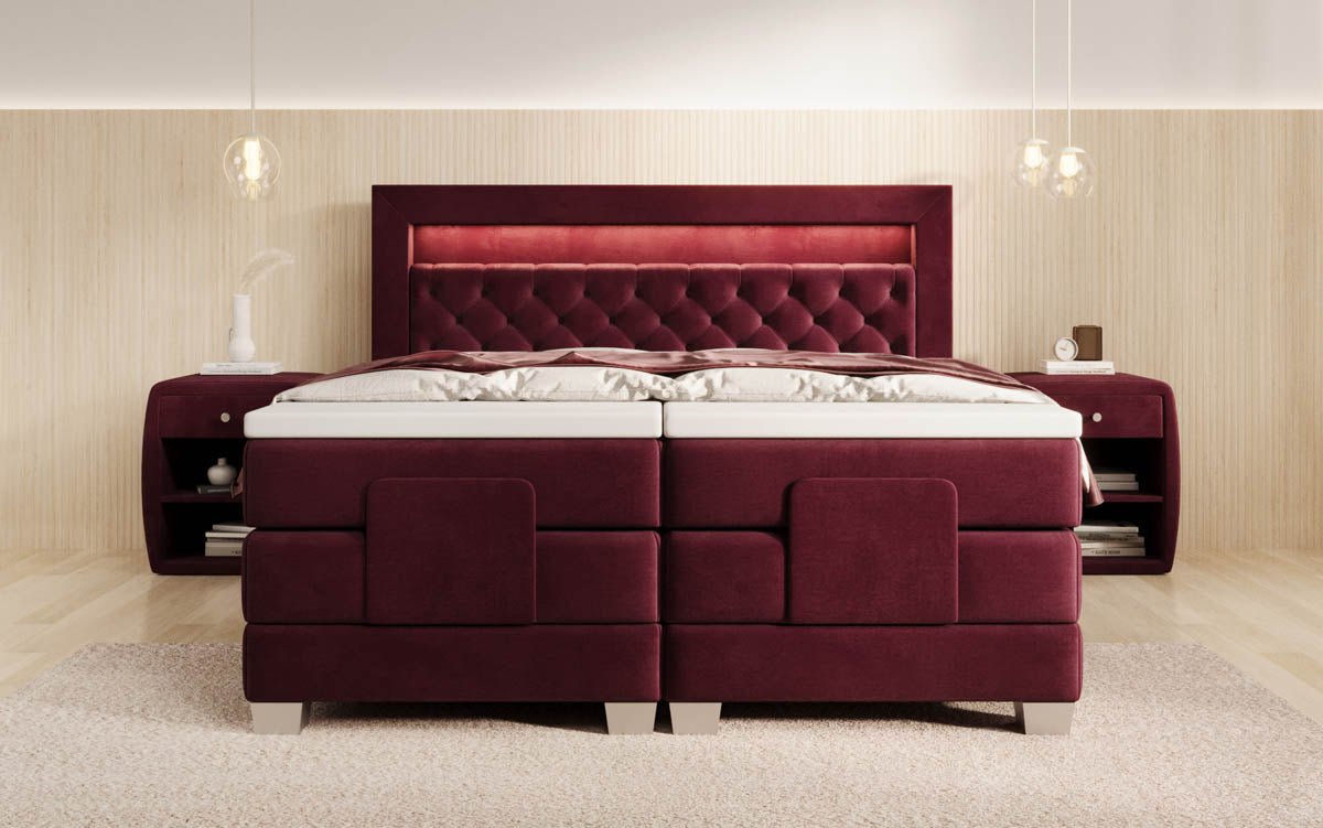 Boxspringbett Velora Samt elektrisch verstellbar mit LED