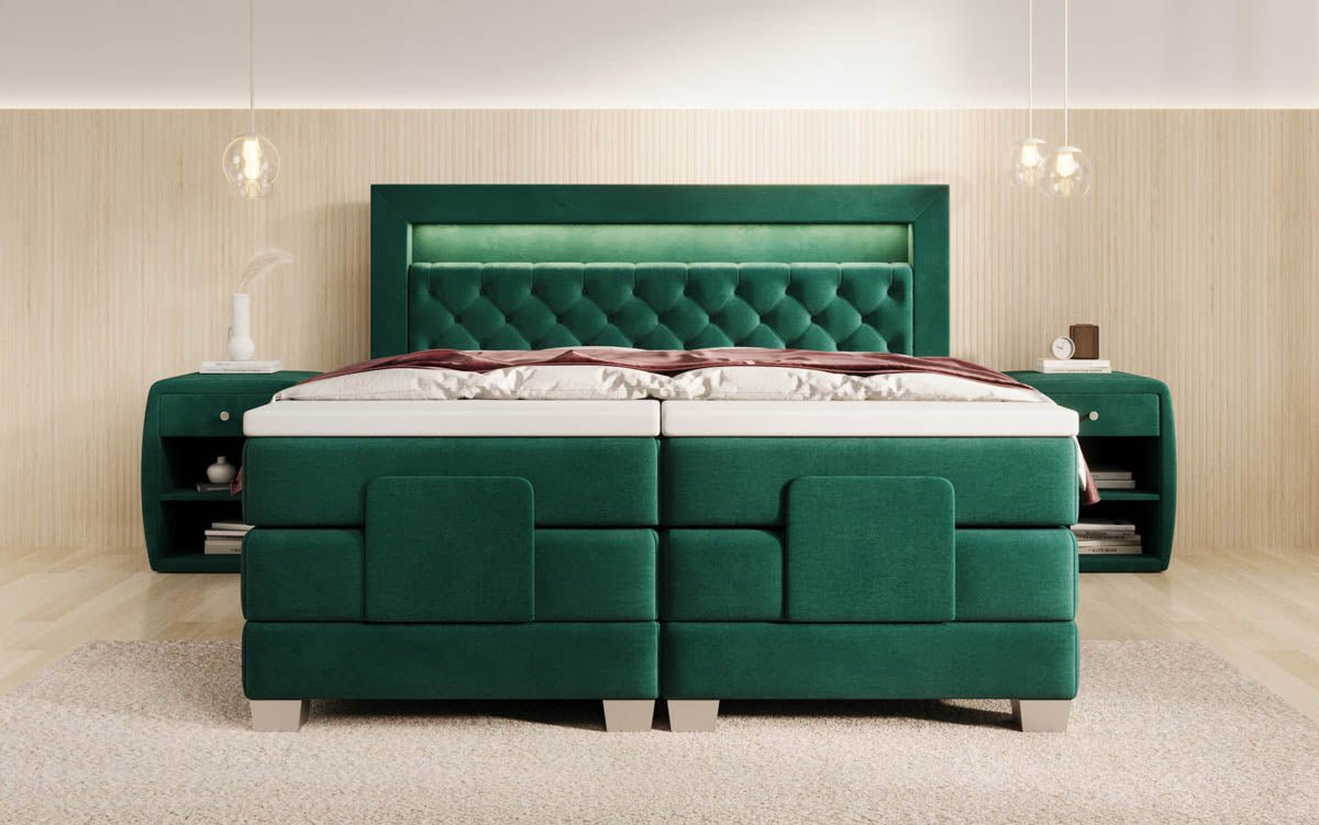 Boxspringbett Velora Samt elektrisch verstellbar mit LED