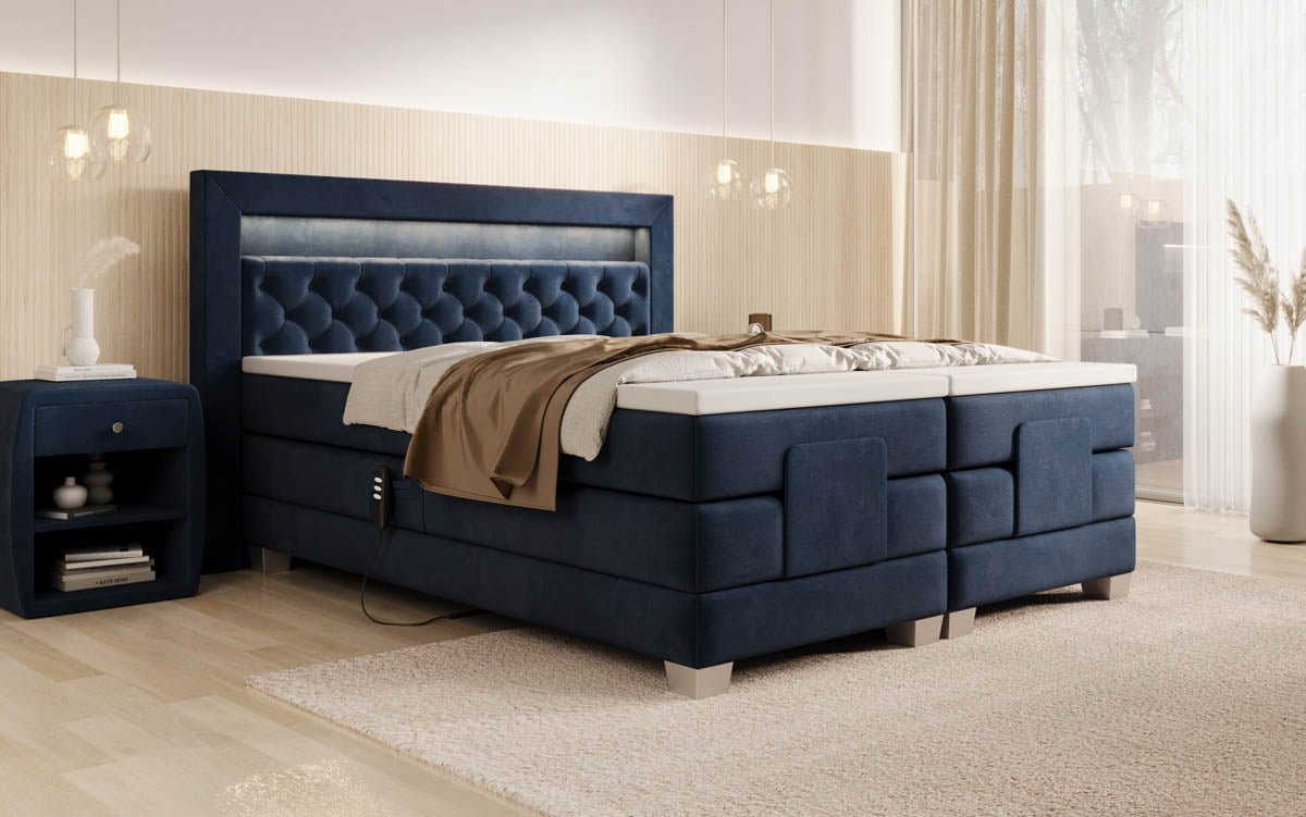 Boxspringbett Velora Samt elektrisch verstellbar mit LED