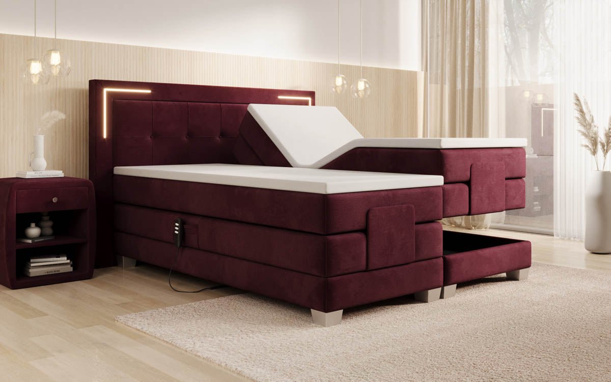 Boxspringbett Noctis Samt elektrisch verstellbar mit LED