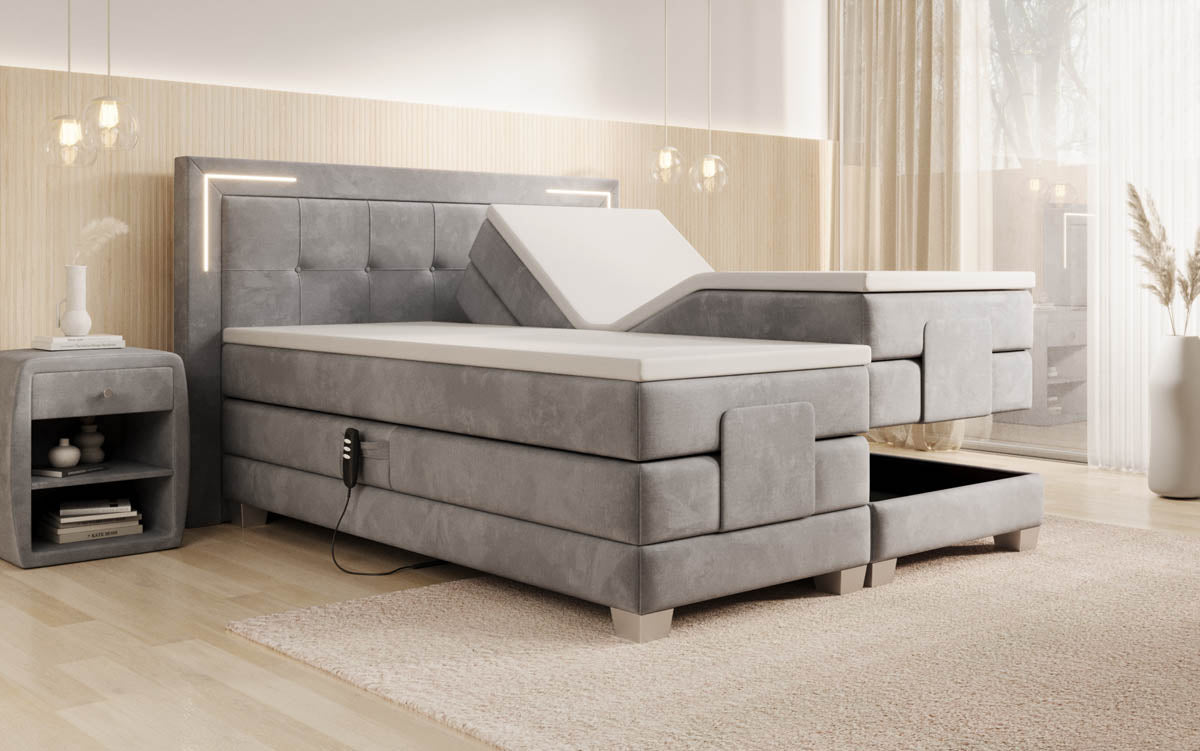 Boxspringbett Noctis Samt elektrisch verstellbar mit LED